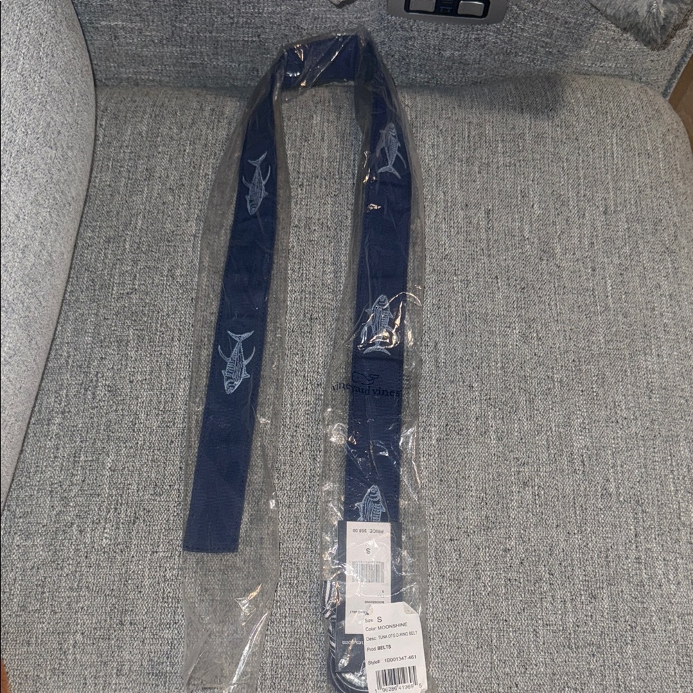 Vineyard Vines Navy Shark Pattern Belt